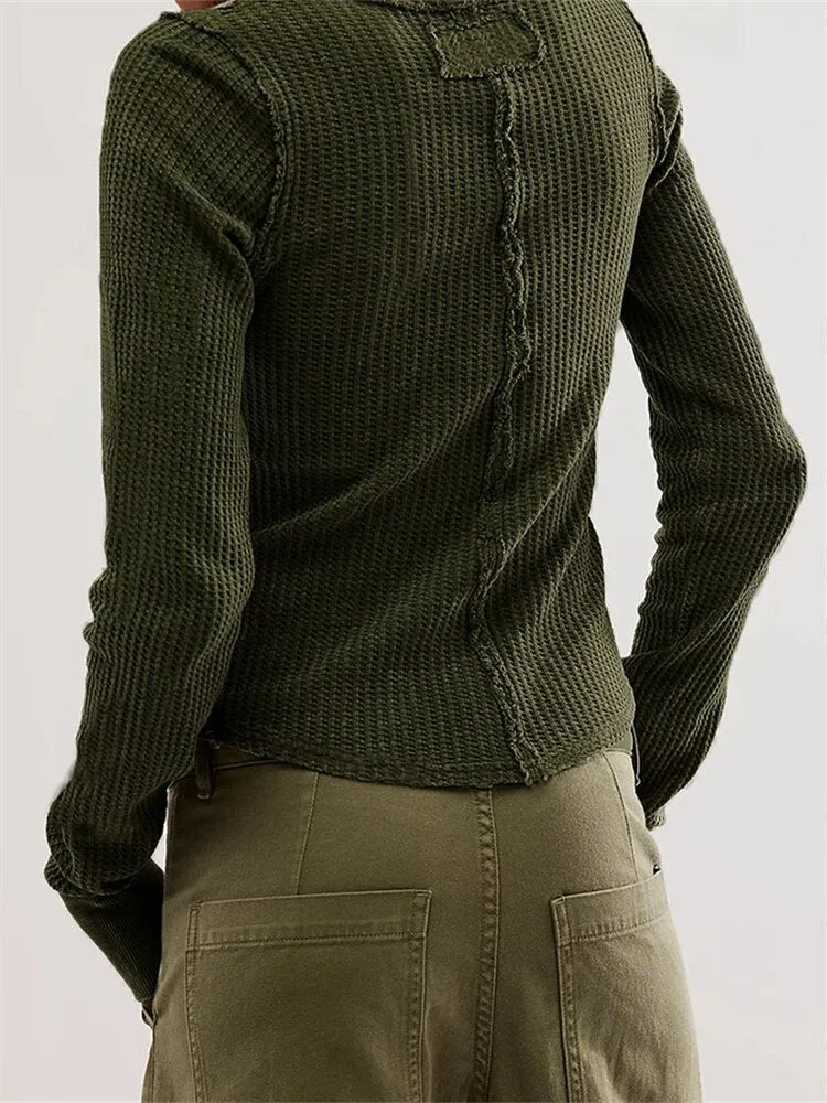 -Fall Outfits Long Sleeve Top  Ruched Long Sleeve Casual Basic T-shirts Tops for Women Solid Color Slim Fit Pullovers Female Streetwear Autumn Tees