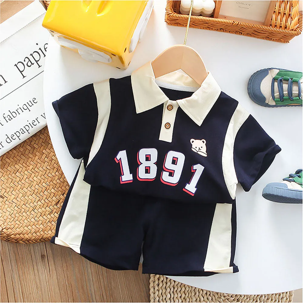 1891 Blue Sporty 2 Pcs Shorts Set For Toddlers And Kids