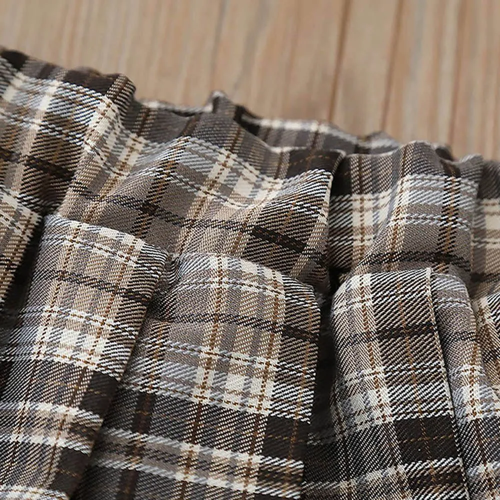 2 pcs Cream checks cardigan and Skirt Winter wear set 2 matching Teddy Clips