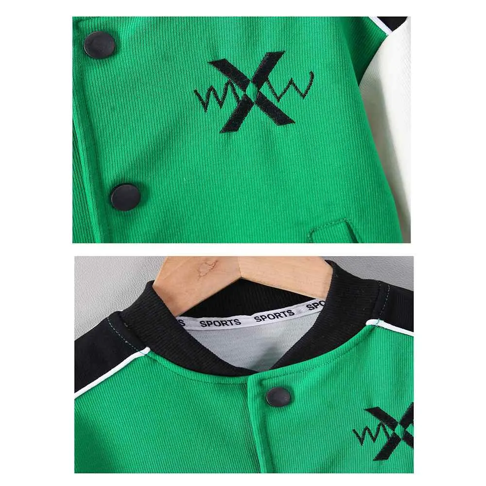 2 pcs Green Varsity Style Jacket with matching Tracks for Kids.