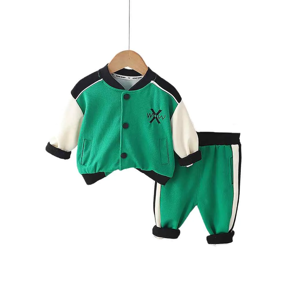 2 pcs Green Varsity Style Jacket with matching Tracks for Kids.