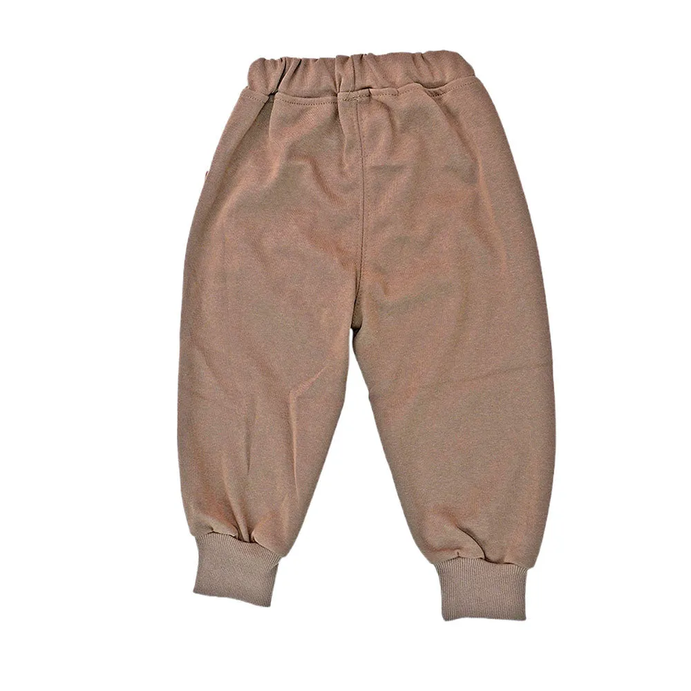 2 Pcs Set Brown Striped 3D Fluffy Dino Tummy Sweat Shirt And Pants Set For Toddler And Kids Winter And All Season Wear