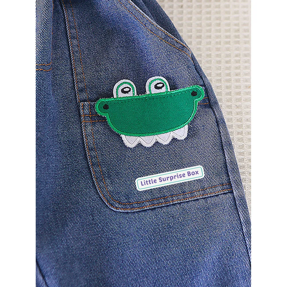 2 Pcs Set Dino Adventure Sweat Shirt And Denims Set For Toddler And Kids Winter And All Season Wear