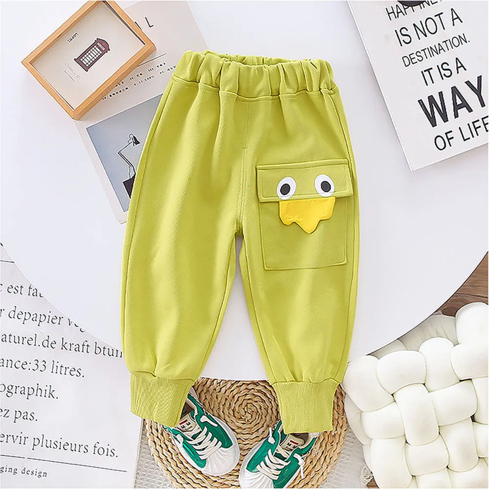 2 Pcs Set Green Striped 3D Fluffy Dino Tummy Sweat Shirt And Pants Set For Toddler And Kids Winter And All Season Wear
