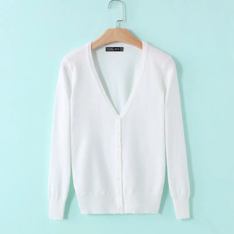 21 Solid Colors Sweater Women Cardigan Knitted Sweater Coat Long Sleeve Crochet Female Casual V-Neck Woman Cardigans Tops