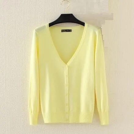 21 Solid Colors Sweater Women Cardigan Knitted Sweater Coat Long Sleeve Crochet Female Casual V-Neck Woman Cardigans Tops
