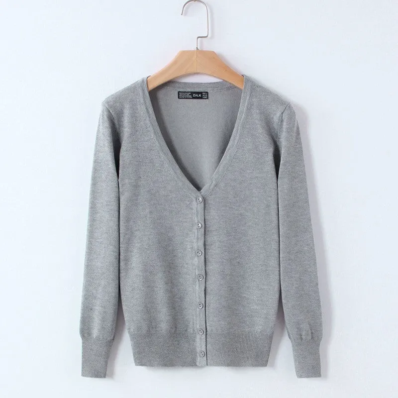 21 Solid Colors Sweater Women Cardigan Knitted Sweater Coat Long Sleeve Crochet Female Casual V-Neck Woman Cardigans Tops