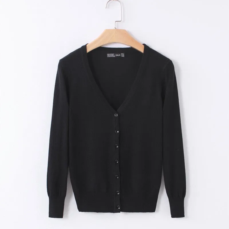 21 Solid Colors Sweater Women Cardigan Knitted Sweater Coat Long Sleeve Crochet Female Casual V-Neck Woman Cardigans Tops