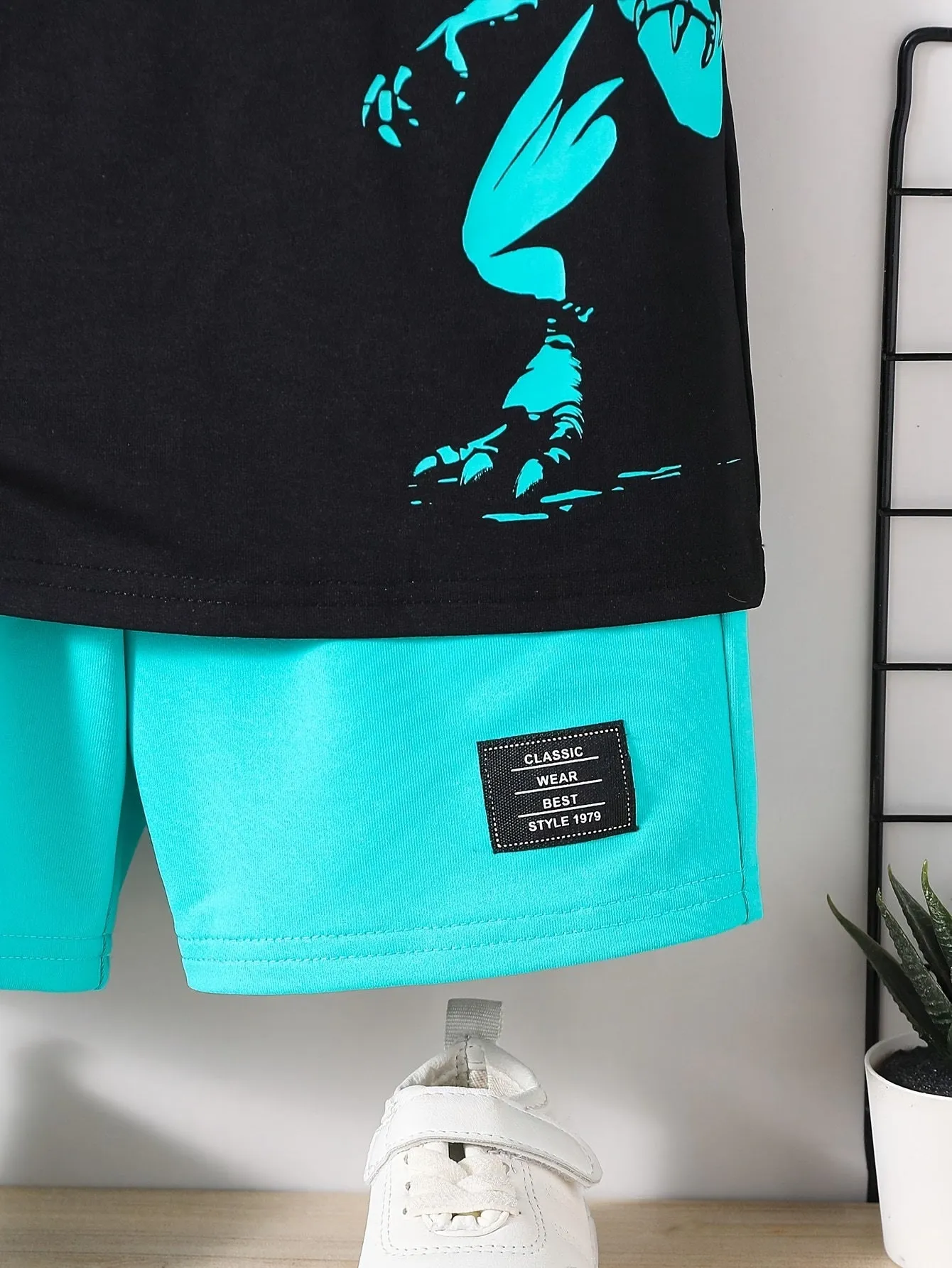 2pcs Boy's Dinosaur Short Sleeve Outfit