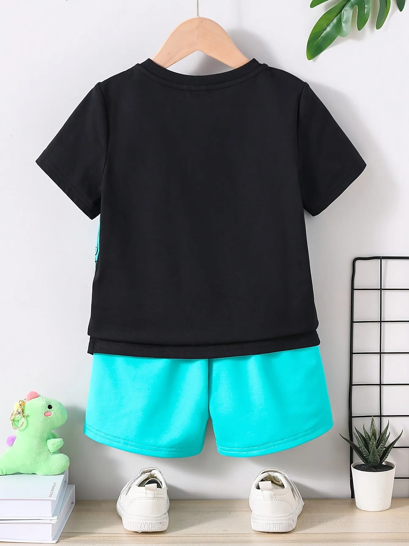 2pcs Boy's Dinosaur Short Sleeve Outfit