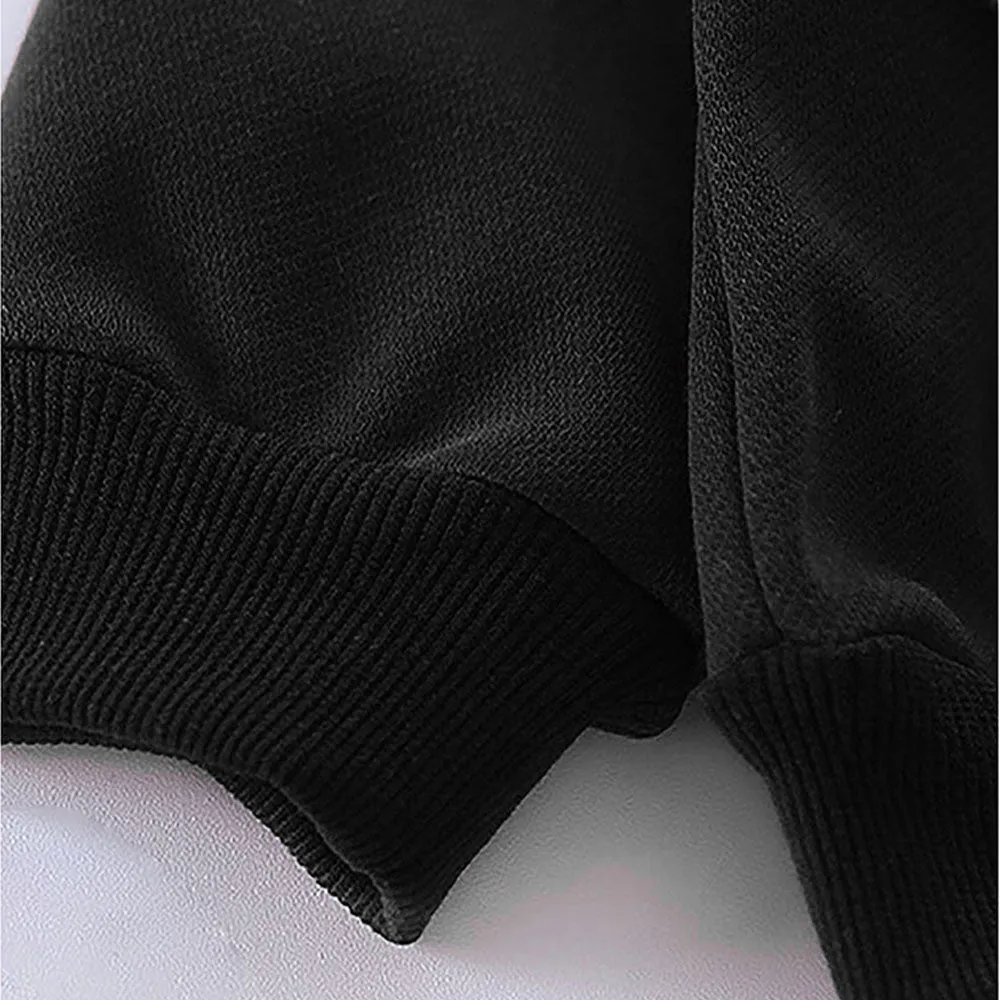 2Pcs Set Black Stripes Doggy Eye Patch Track Suit Set For Toddler And Kids Winter & All Season Wear