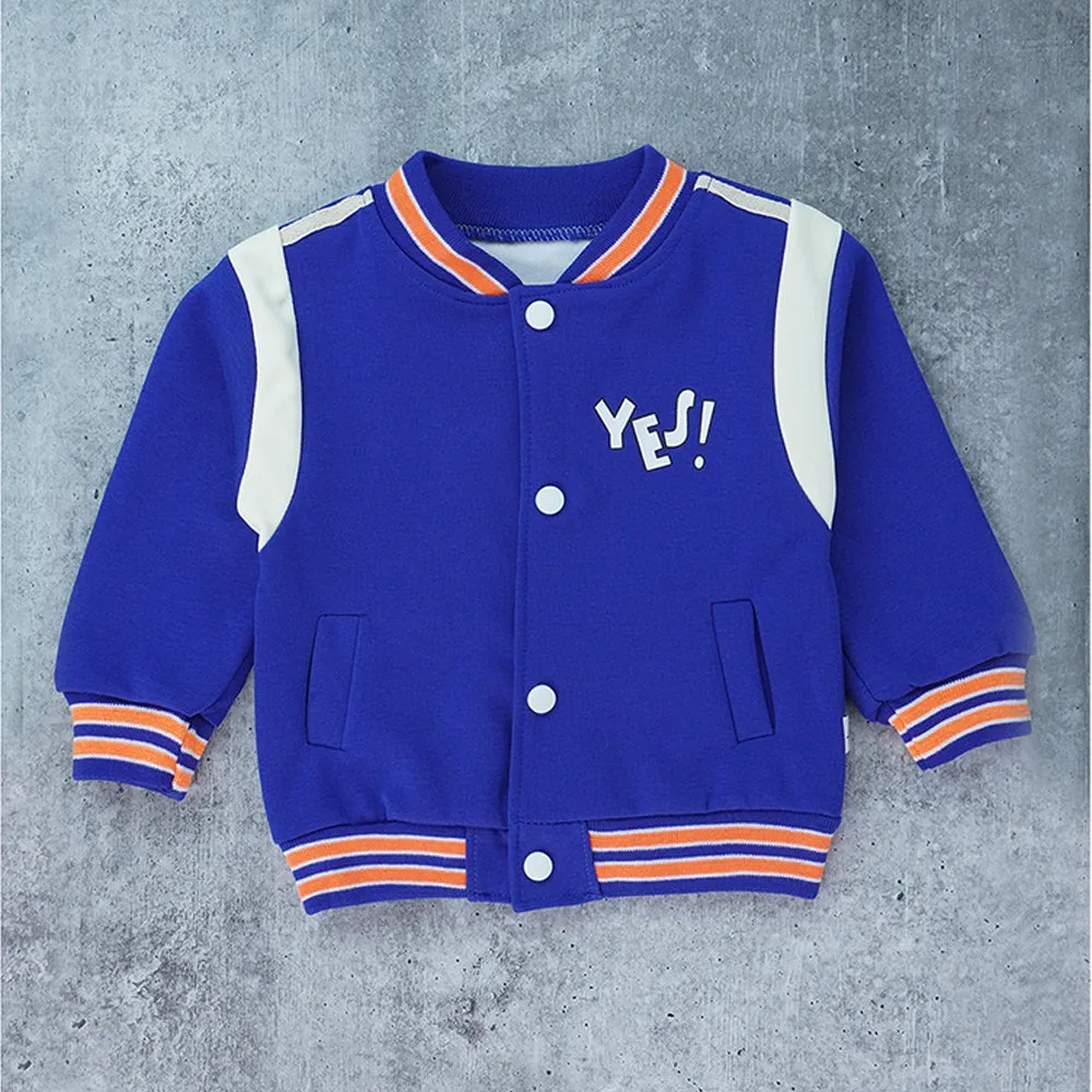 3pcs Blue & Orange Varsity Jacket with matching Tracks for toddler and Kids