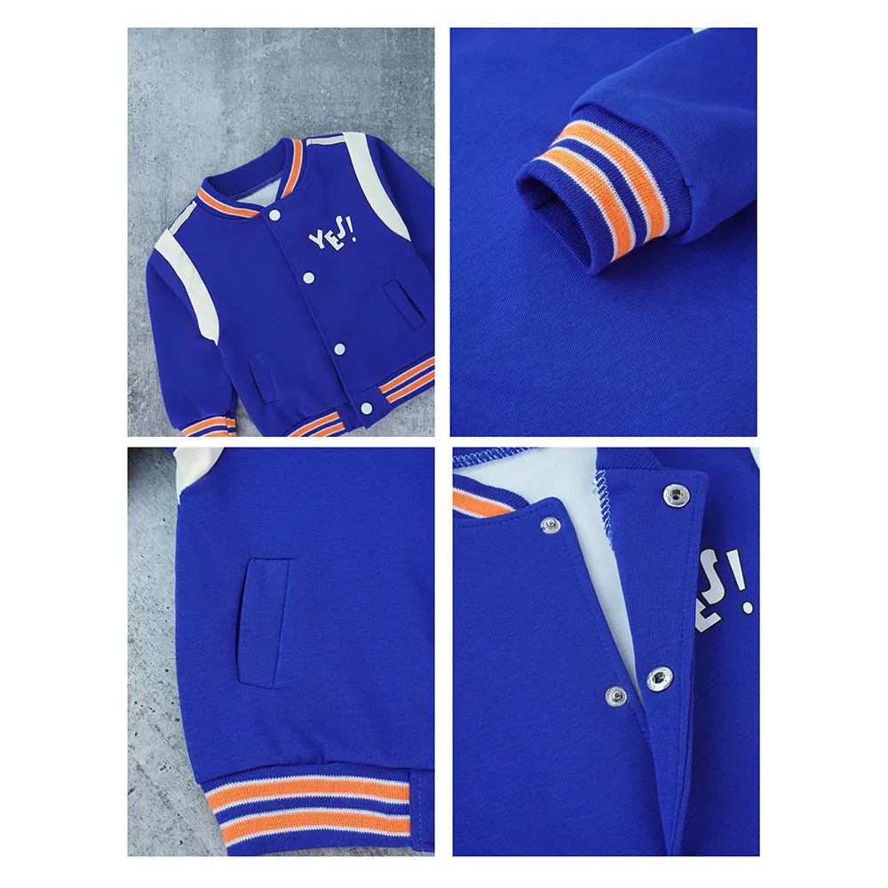 3pcs Blue & Orange Varsity Jacket with matching Tracks for toddler and Kids