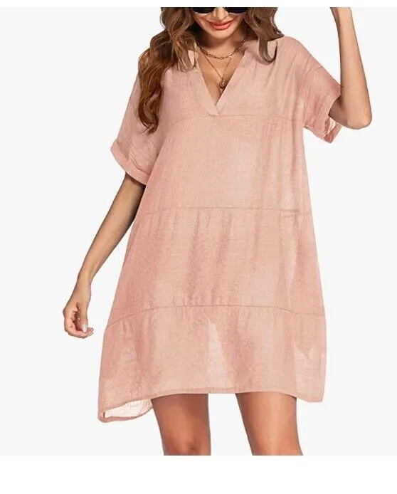 AI'MAGE Women's Swimsuit Coverups Bikini Beachwear Beach Cover Up Dress w Pocket