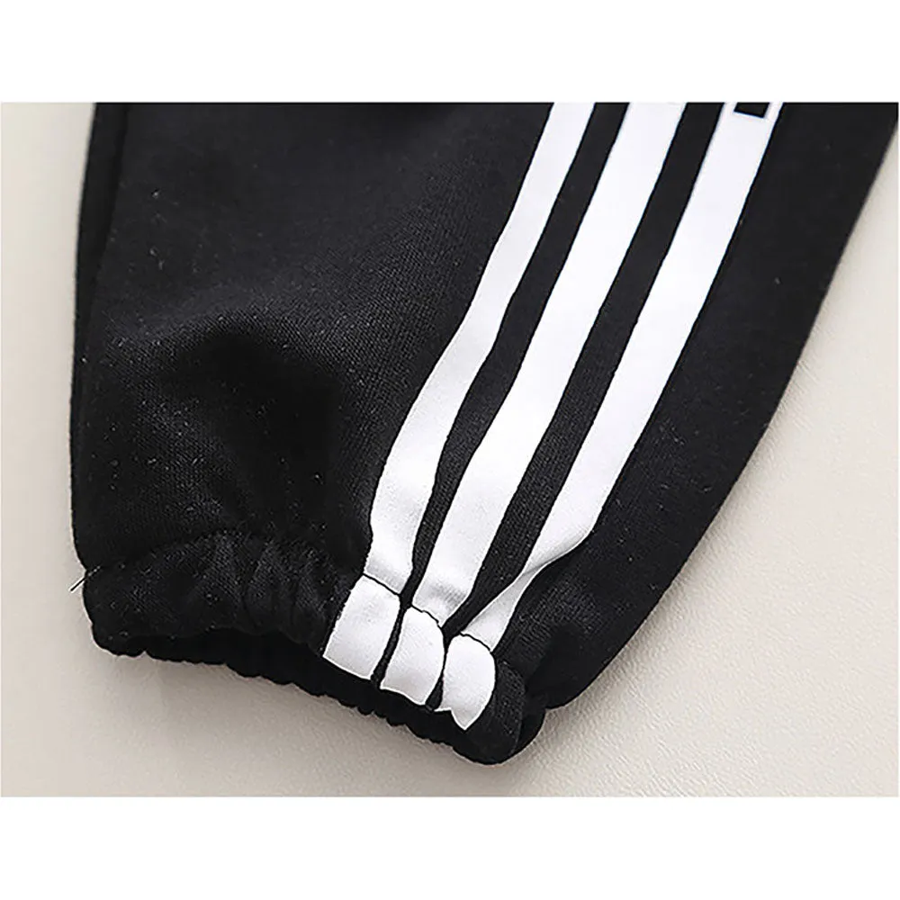 Black Letter B Monogram 3 Pcs Track Suit Set For Toddlers And Kids