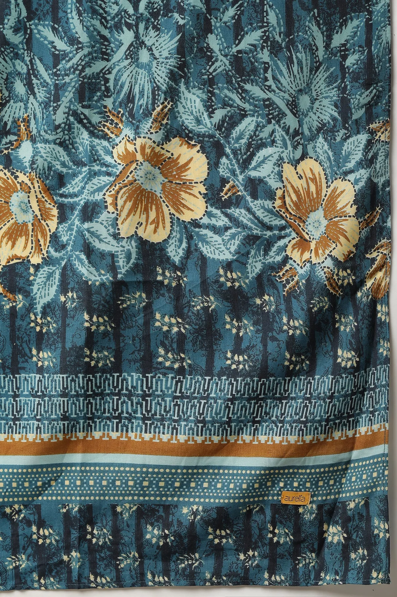 Blue Printed Kurta, Culottes & Dupatta Set