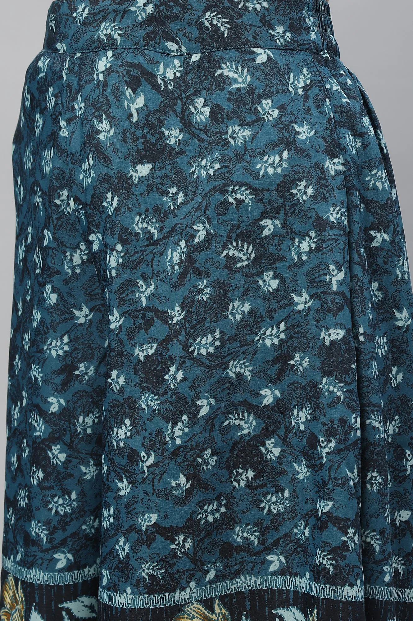 Blue Printed Kurta, Culottes & Dupatta Set