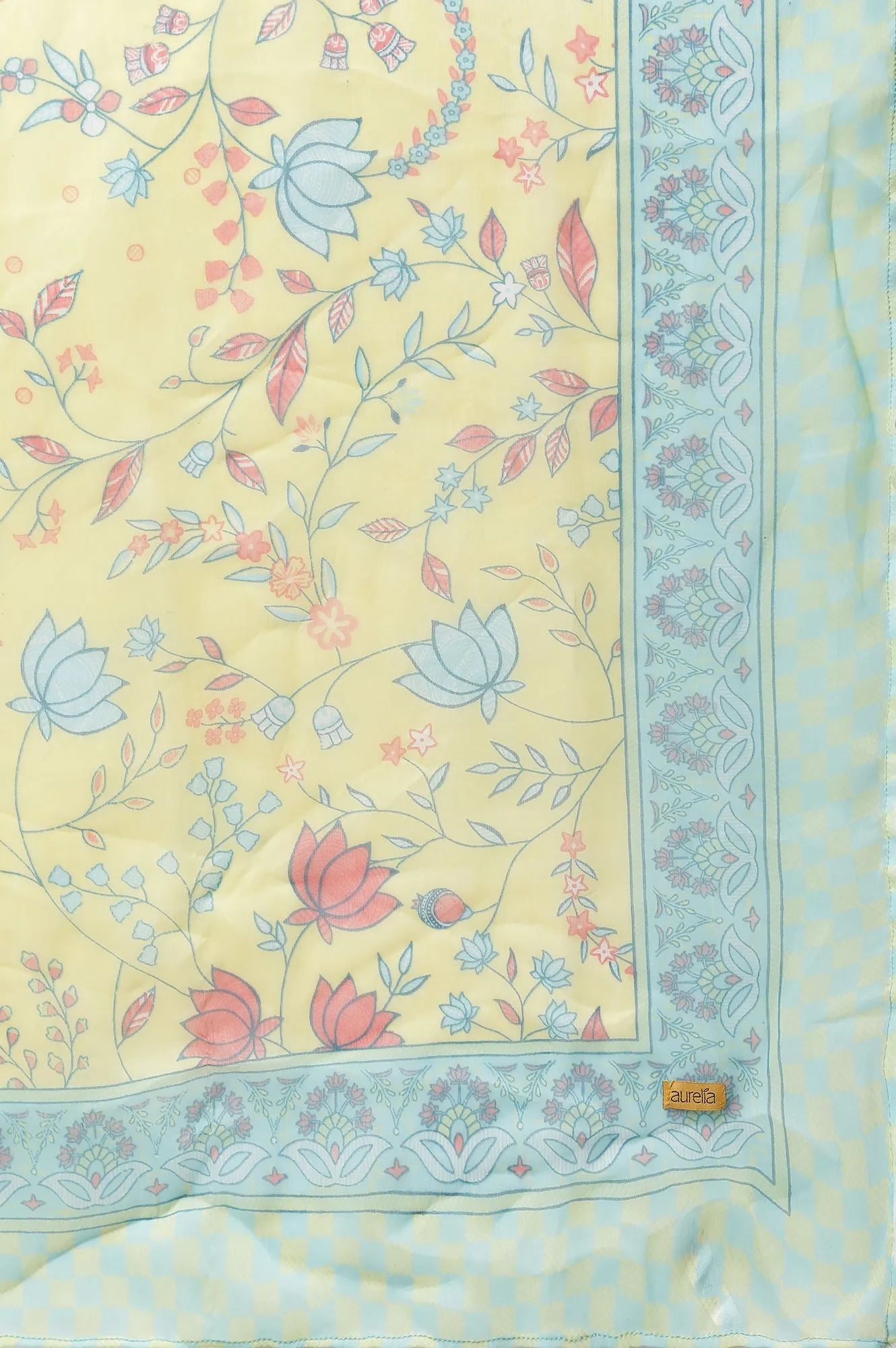 Blue Printed Kurta, Culottes & Dupatta Set