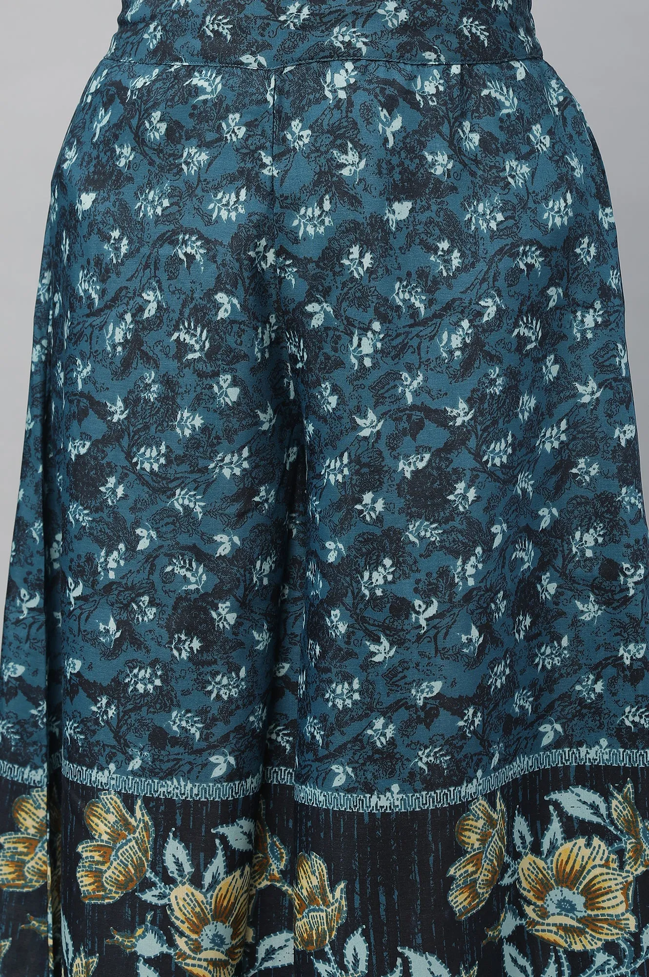 Blue Printed Kurta, Culottes & Dupatta Set