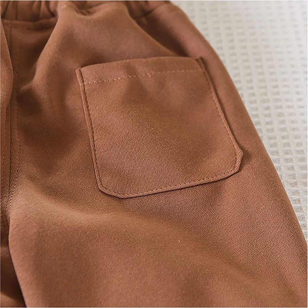 Brown 3D Ears Hoodie 2Pcs Toddlers & Kids Track Suit Set For Winter And All Season Wear