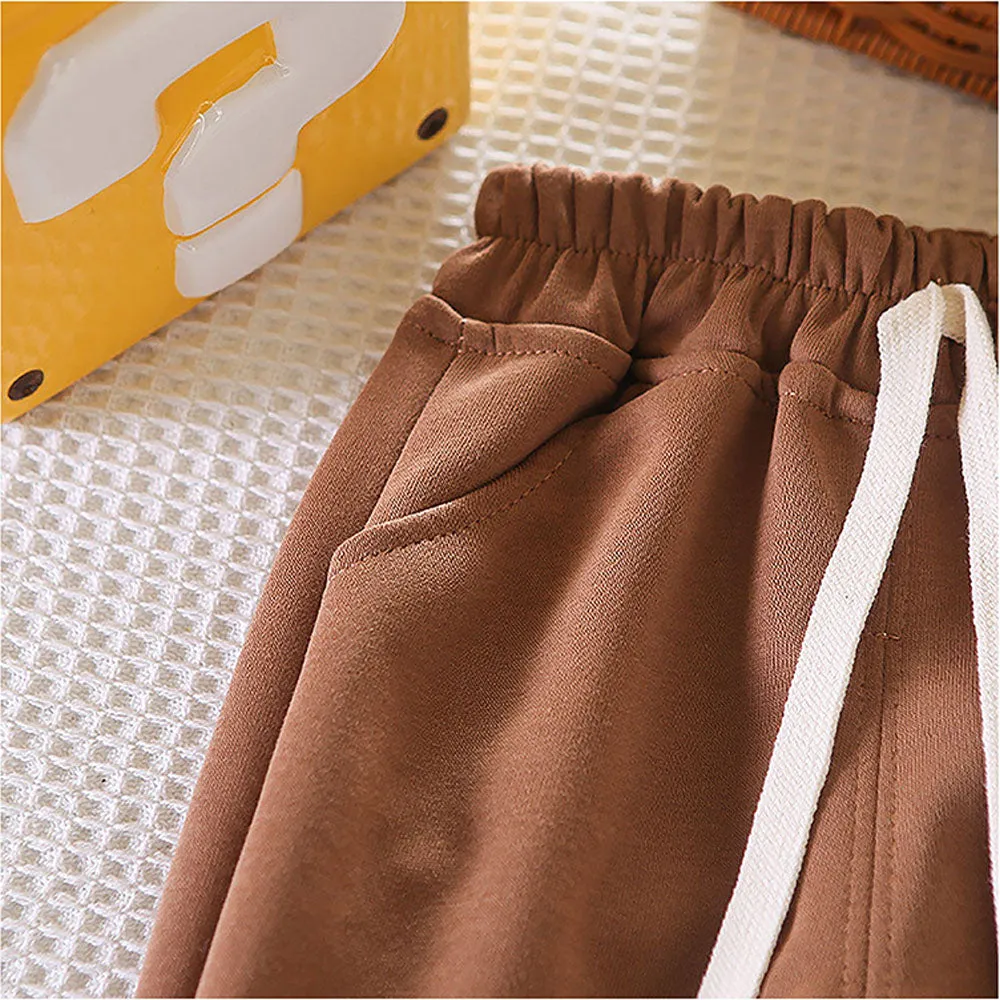 Brown 3D Ears Hoodie 2Pcs Toddlers & Kids Track Suit Set For Winter And All Season Wear