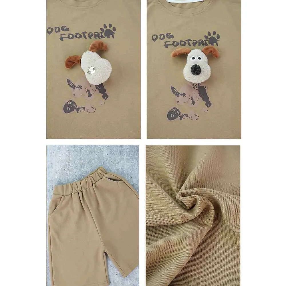 Brown Doggy Paw 2pcs Shorts set for Toddlers and Kids.