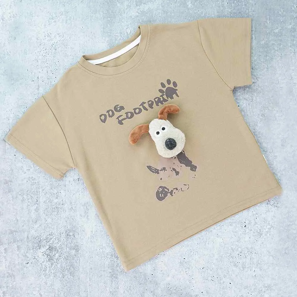 Brown Doggy Paw 2pcs Shorts set for Toddlers and Kids.