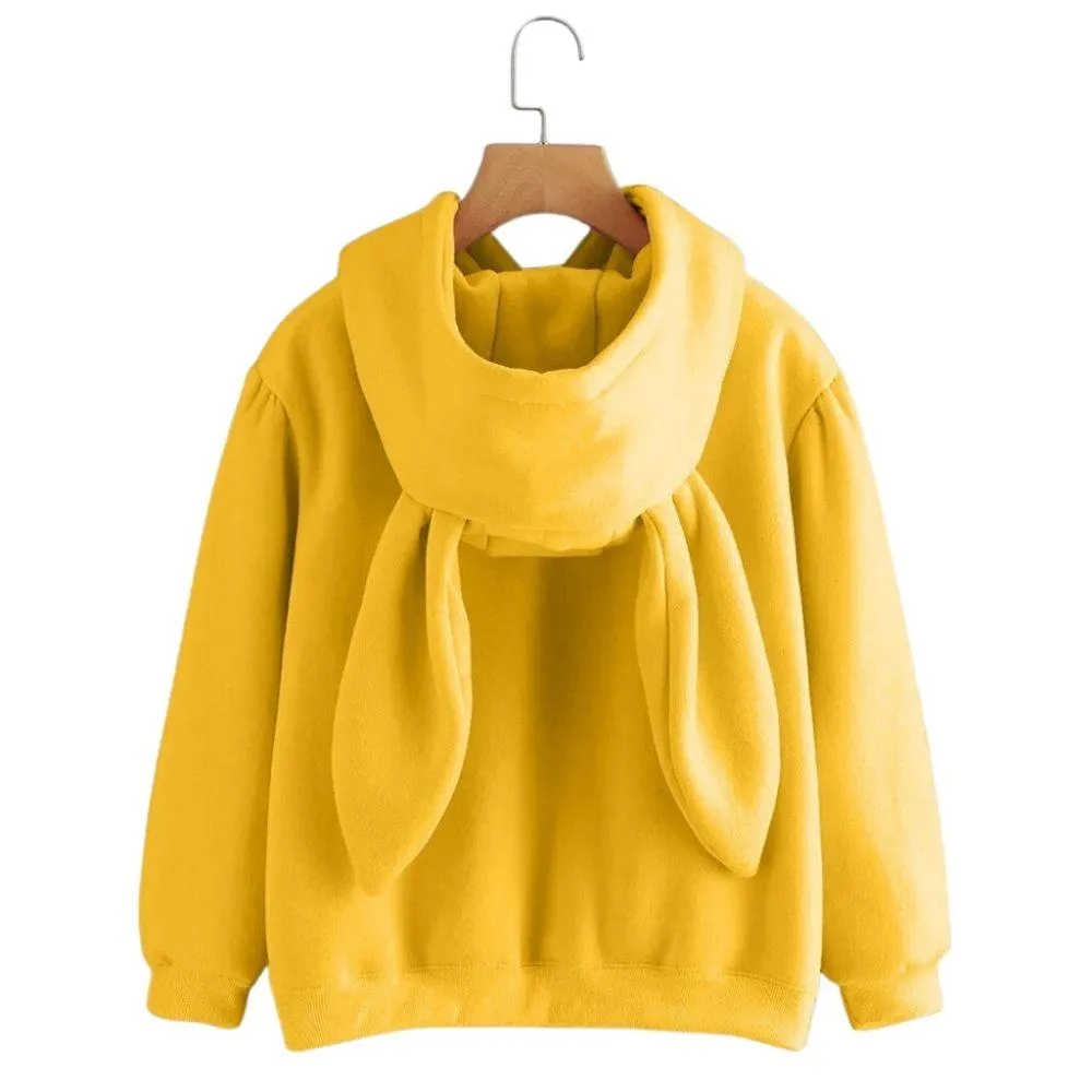 Bunny Rabbit Ear Hooded Sweatshirt Cute Women's Hoodie Pullover Cosplay Top