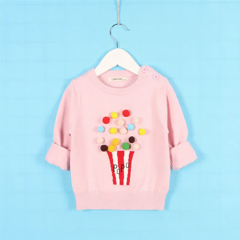 Cardigan Girls Winter Kids Sweater Balls Design Baby Knitted Cardigans Casual Toddler Boys Sweater Woolen Fleece Girls Sweater