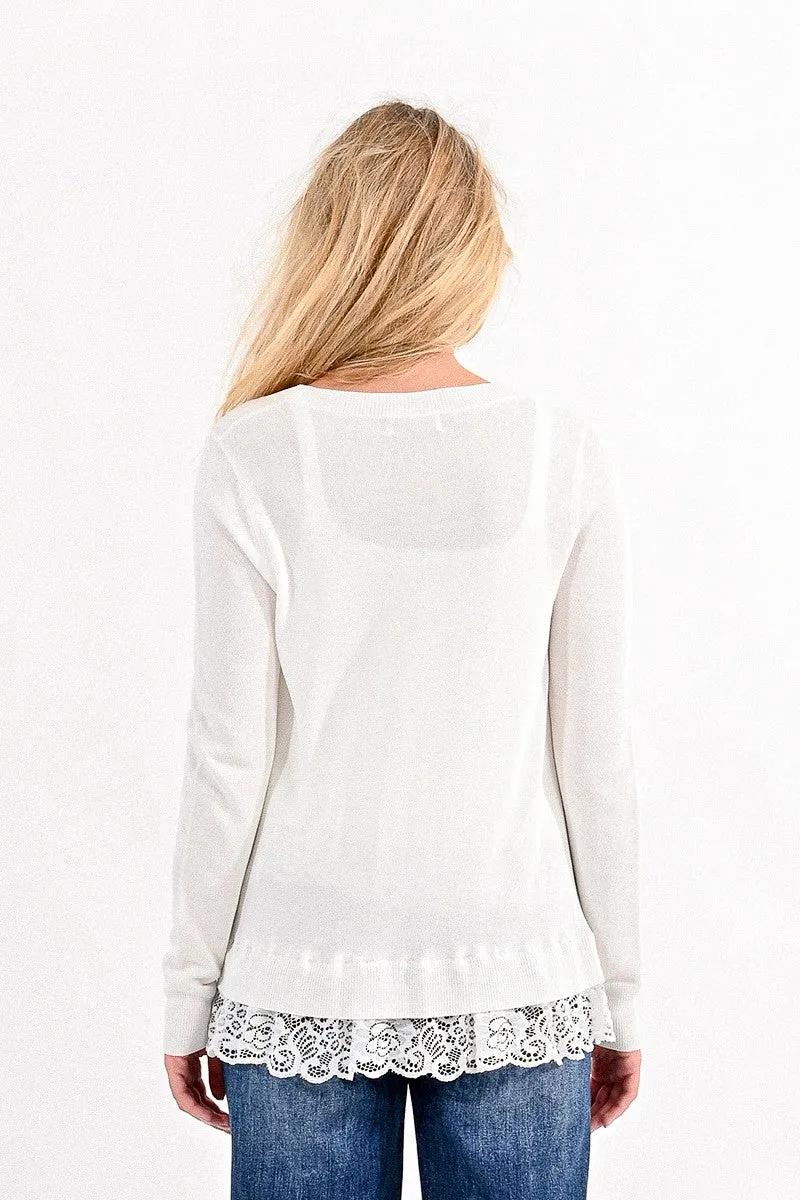 CARDIGAN WITH LACE BAND