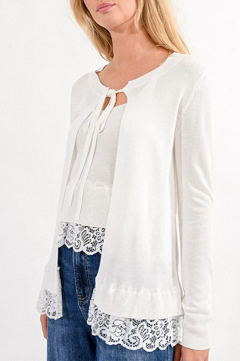 CARDIGAN WITH LACE BAND