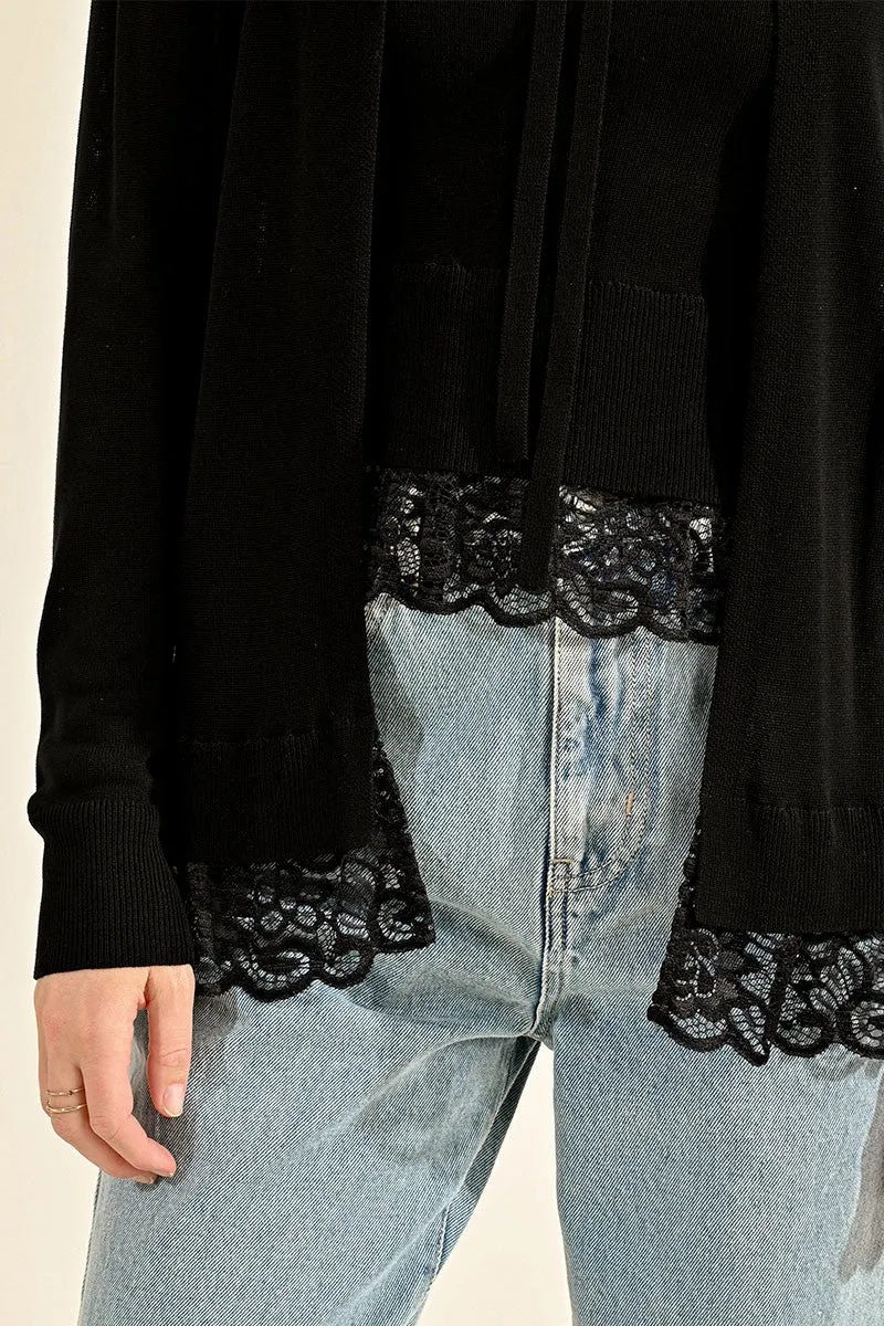 CARDIGAN WITH LACE BAND