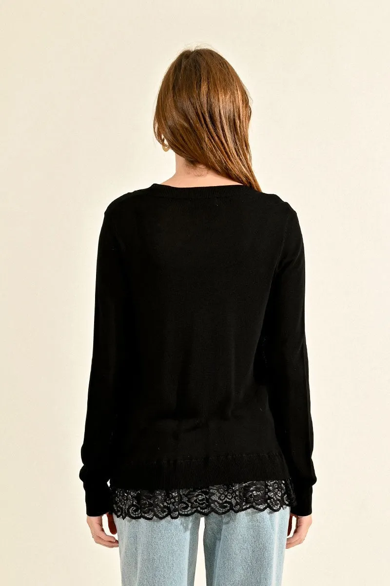 CARDIGAN WITH LACE BAND
