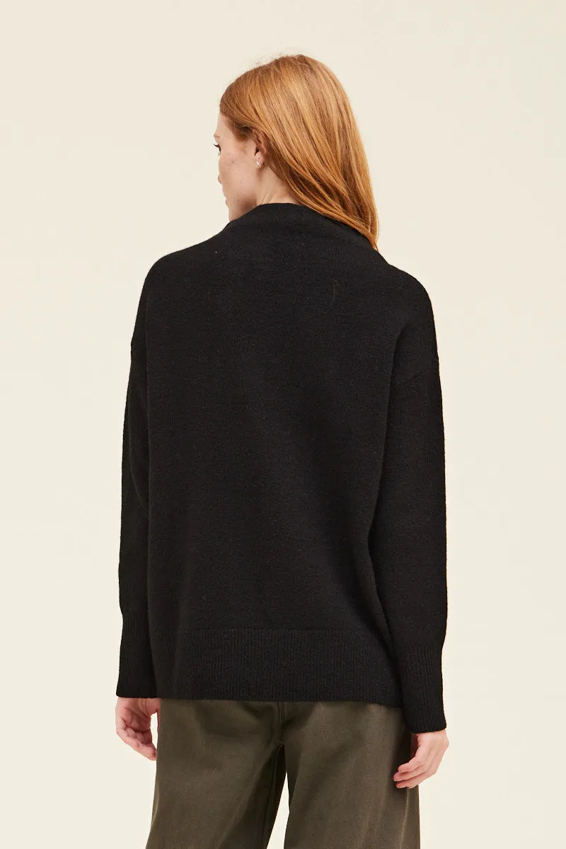 Cassandra Funnel Neck Sweater - Black
