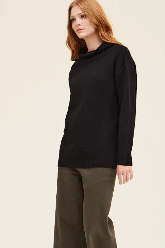 Cassandra Funnel Neck Sweater - Black