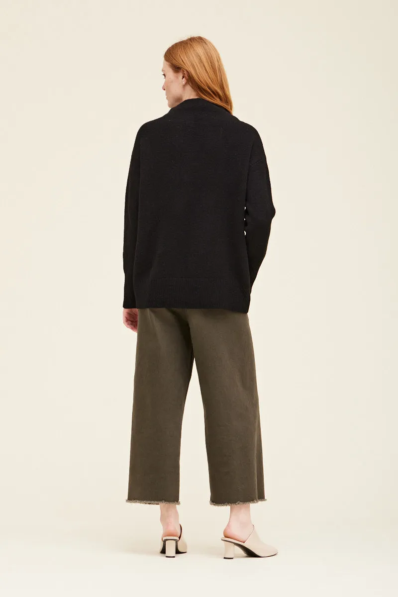 Cassandra Funnel Neck Sweater - Black