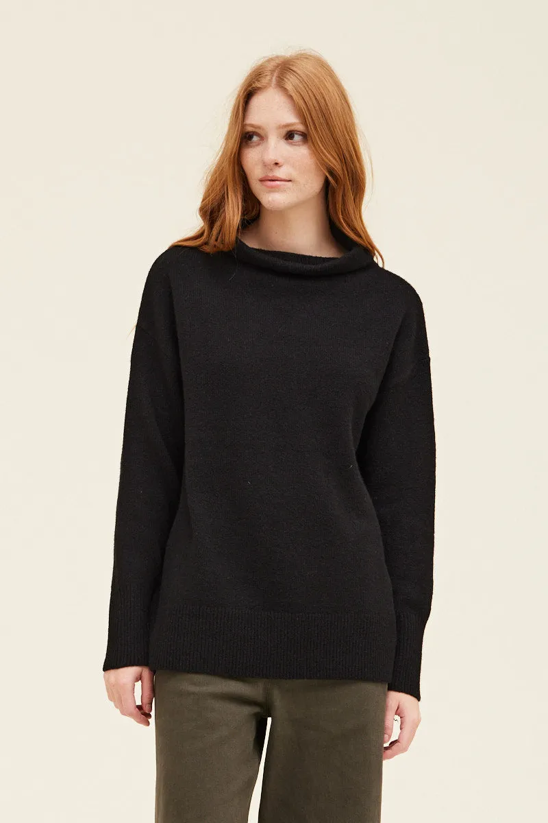 Cassandra Funnel Neck Sweater - Black