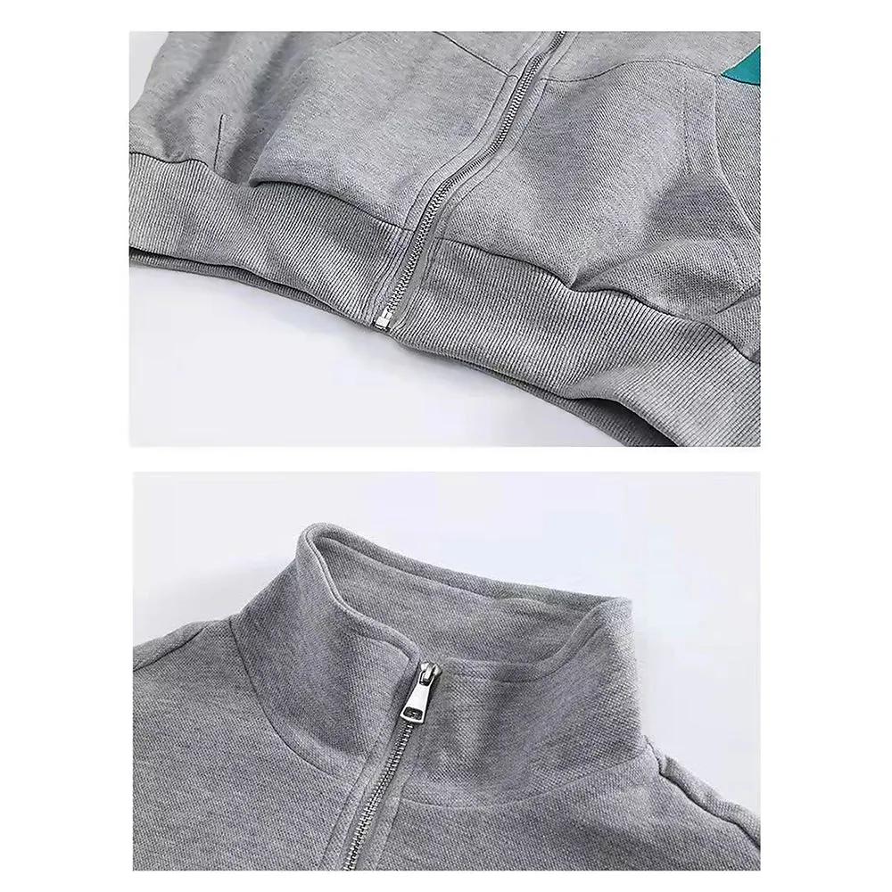 Casual Grey With Mint & Pink Stripes 2Pcs Track Suit Set For Kids & Tweens
