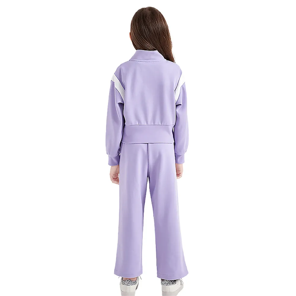 Casual Lilac & White Stripes 2Pcs Track Suit Set For Kids & Tweens