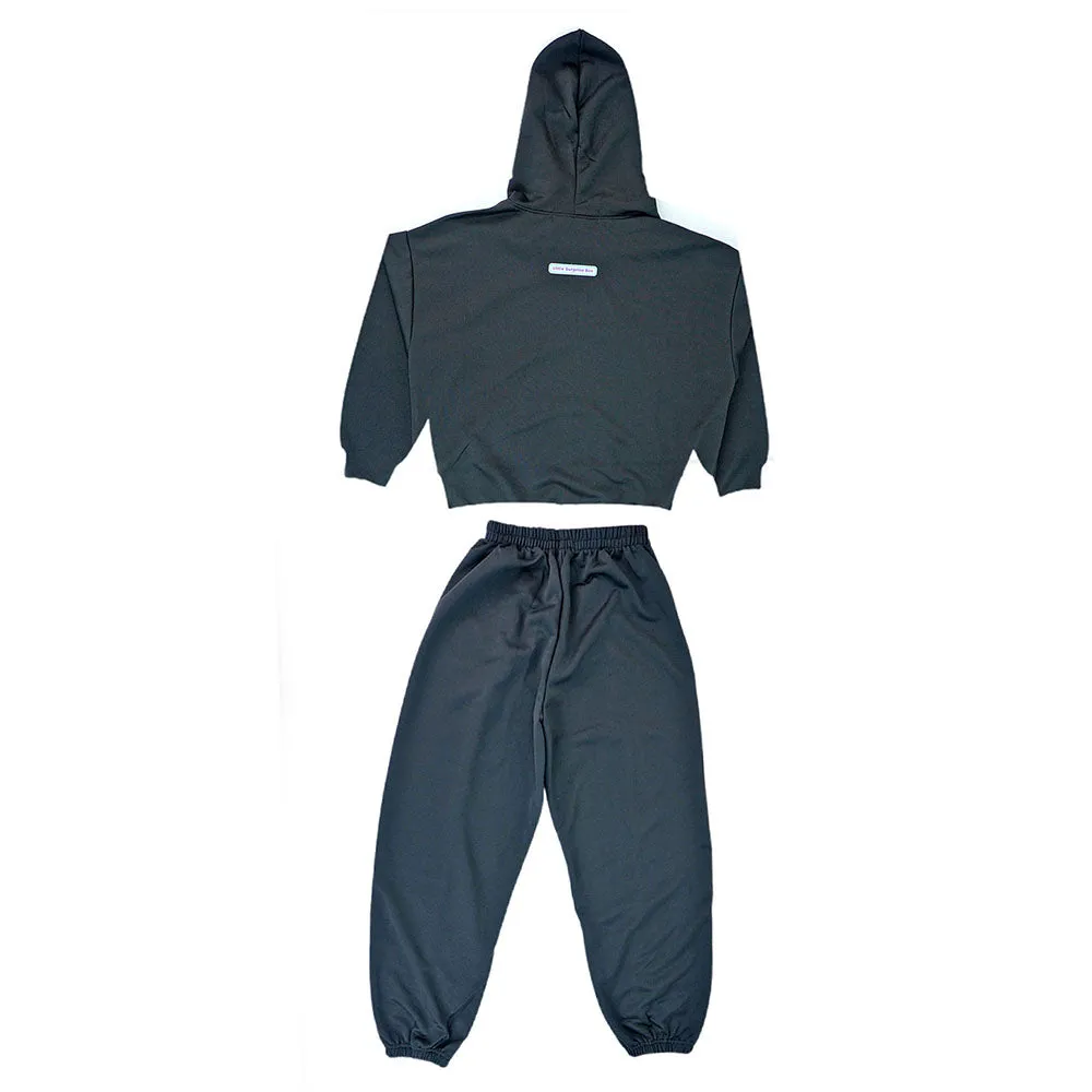 Casual Smiley Black & White Stripes 2Pcs Track Suit Set For Kids & Tweens