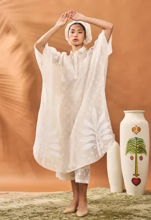 Chanderi trellis palm kaftan set
