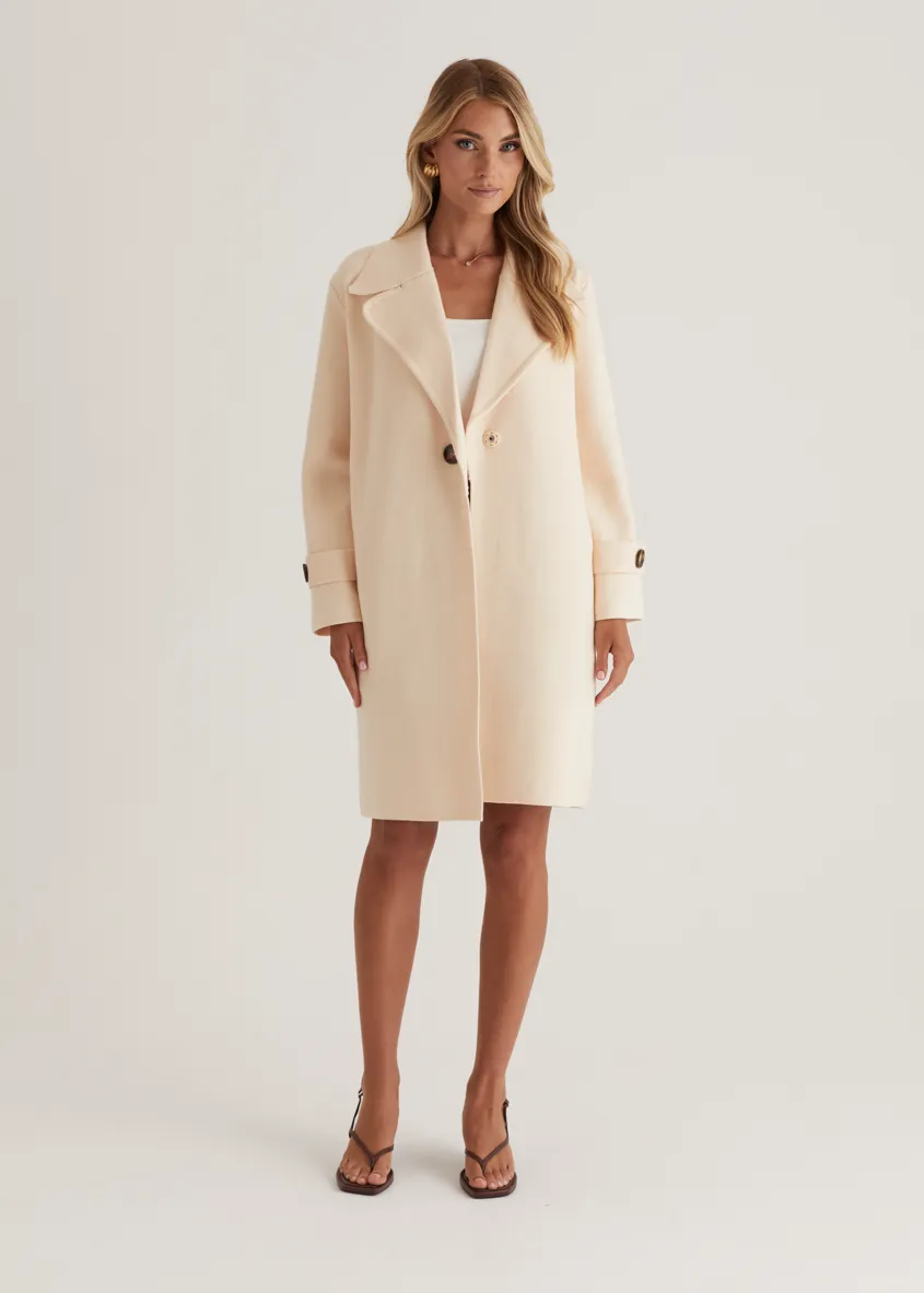 Chayso Knit Coat - Cream