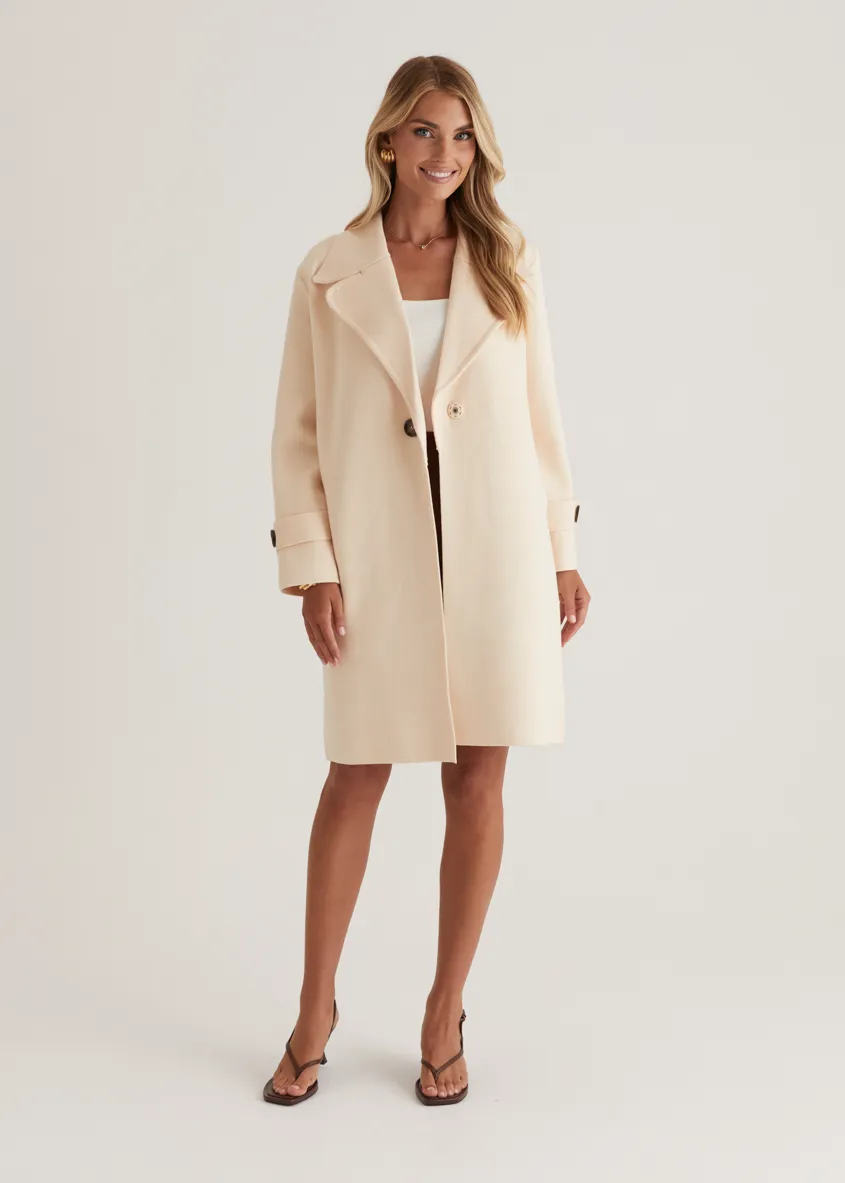 Chayso Knit Coat - Cream