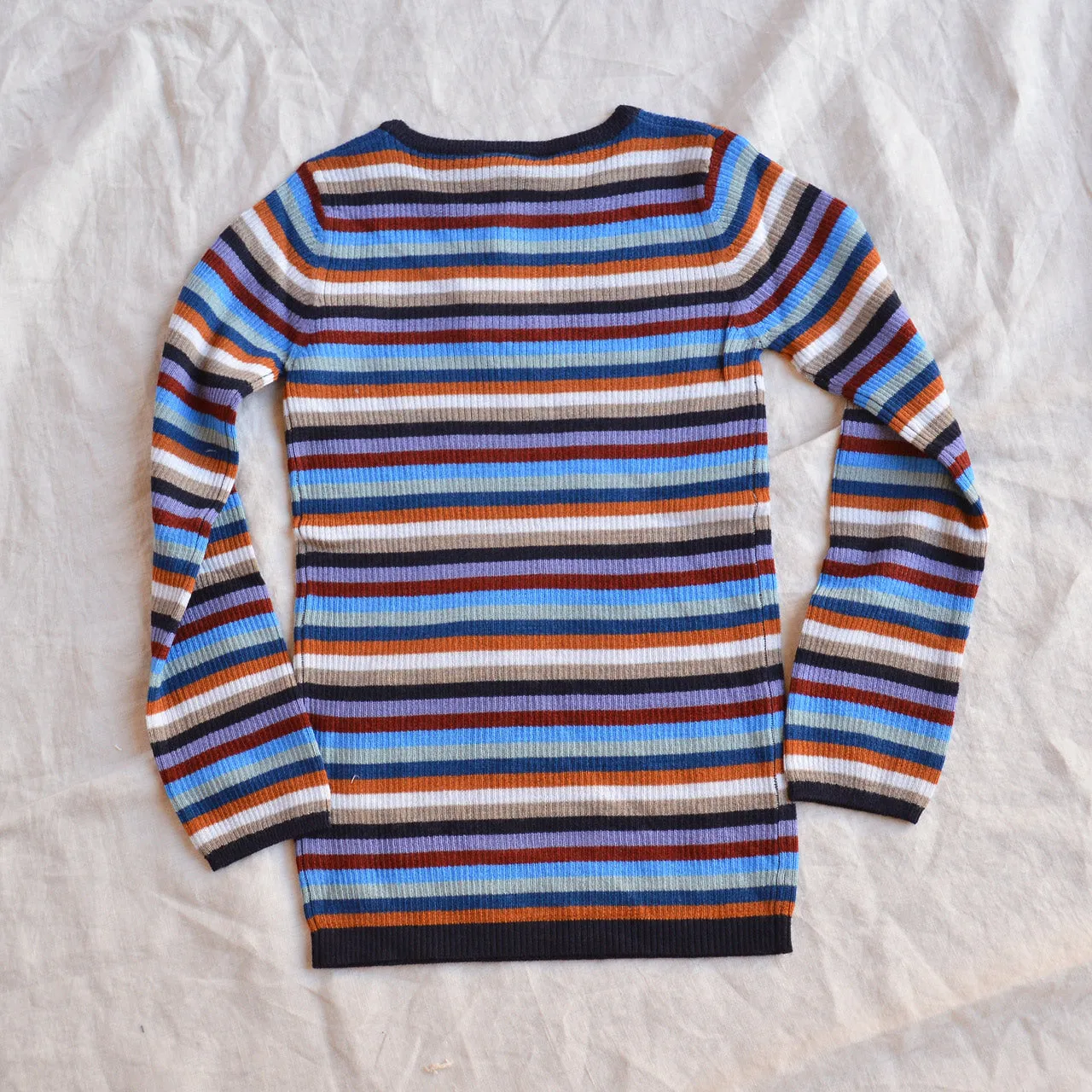 Child’s Fine Rib Sweater in 100% Merino - Multi Stripes (2-12y )