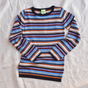 Child’s Fine Rib Sweater in 100% Merino - Multi Stripes (2-12y )