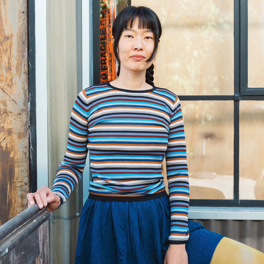 Child’s Fine Rib Sweater in 100% Merino - Multi Stripes (2-12y )