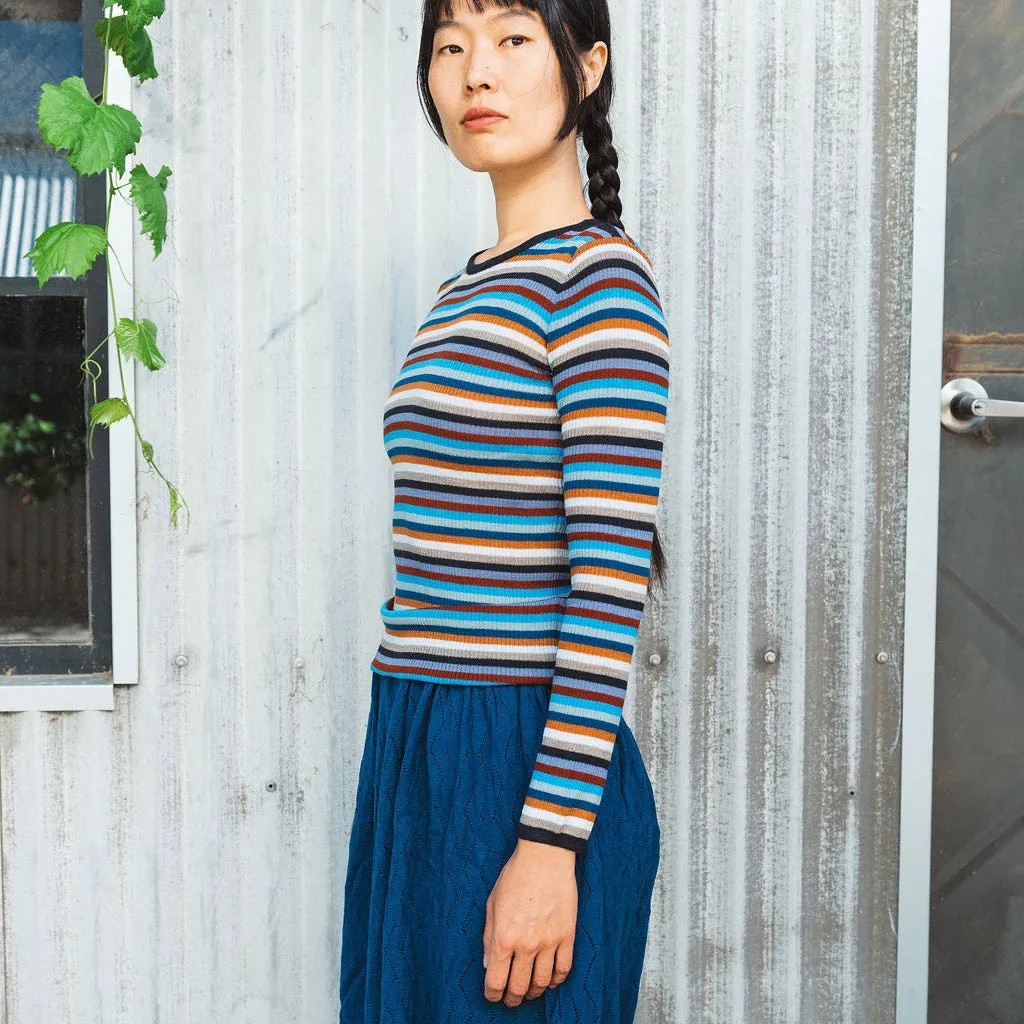 Child’s Fine Rib Sweater in 100% Merino - Multi Stripes (2-12y )