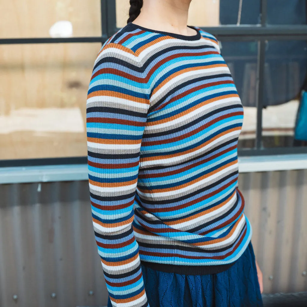 Child’s Fine Rib Sweater in 100% Merino - Multi Stripes (2-12y )