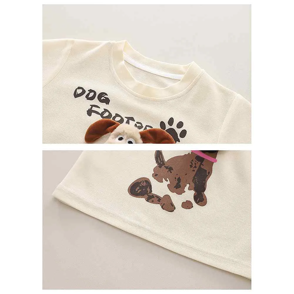 Cream Doggy Paw 2pcs Shorts set for Toddlers and Kids.