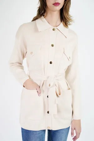 Cream Military Cardigan